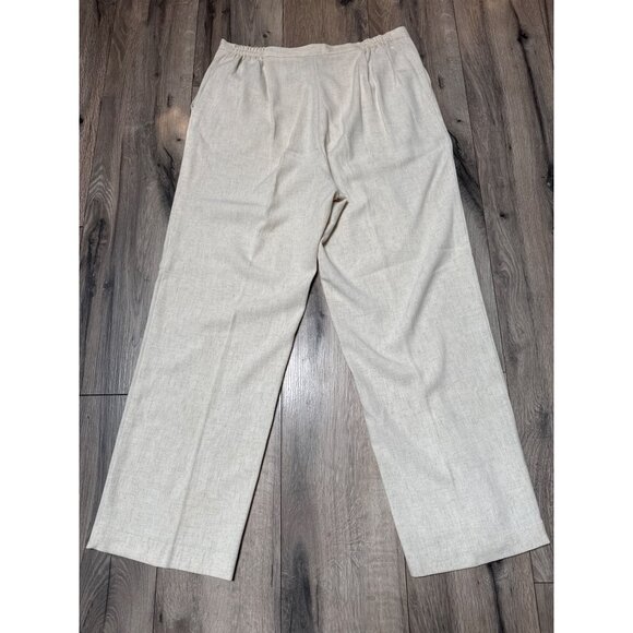 Sag Harbor Stretch Womens Flat Front Pants Size 14 Beige Linen-Blend Relaxed Fit - Picture 7 of 7